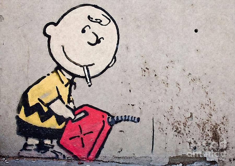 Banksy Mixed Media - Charlie Brown Firestarter by Banksy