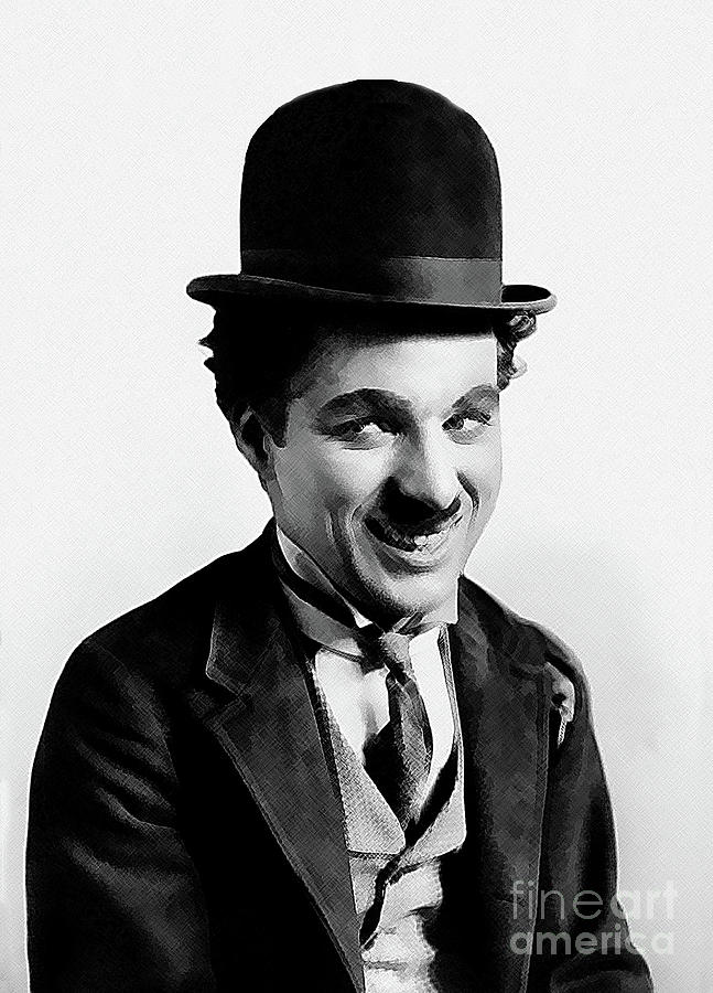 Charlie Chaplin - Charcoal Photograph by Doc Braham