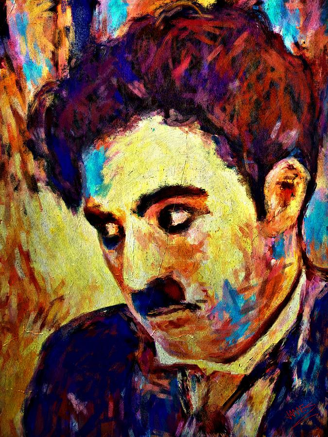 Charlie Chaplin Colorful portrait Painting by James Shepherd