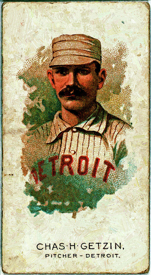 Charlie Getzien Detroit Wolverines Baseball Card Portrait Allen Ginter World Champions Baseball Game Painting