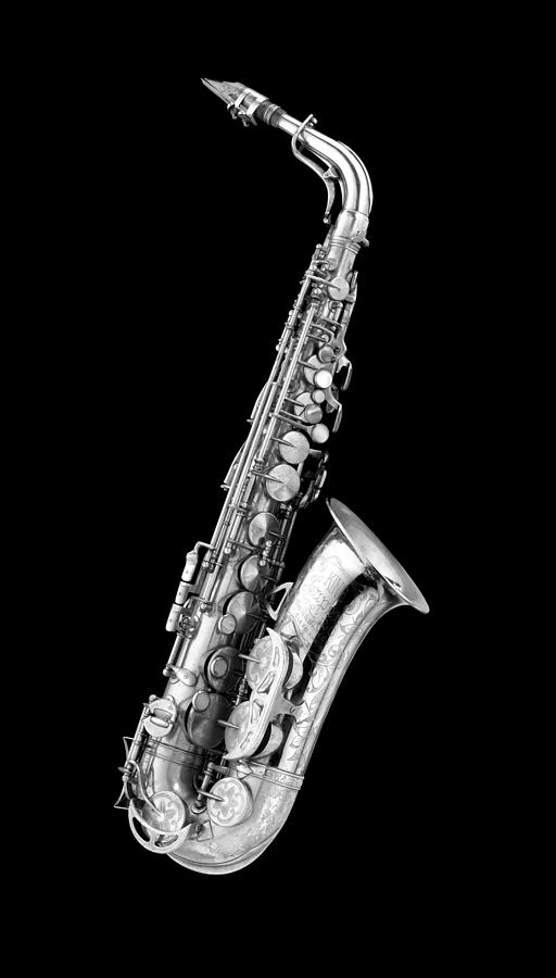 Still Life Photograph - Charlie Parker Saxophone - Black and White by David Hinds