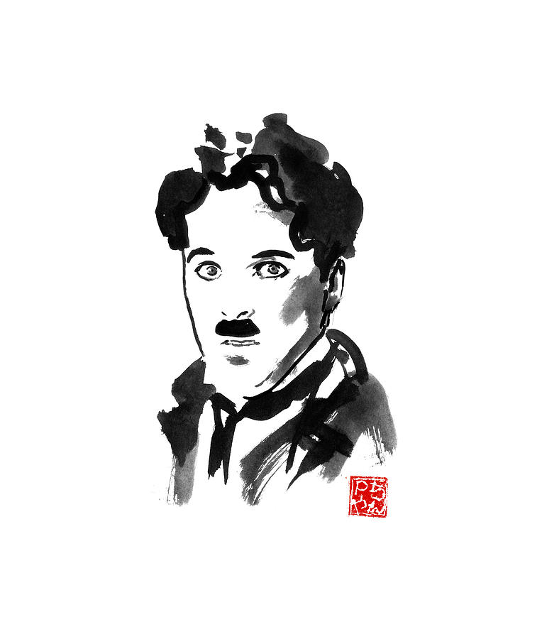 Charlie Chaplin Drawing - Charlie by Pechane Sumie