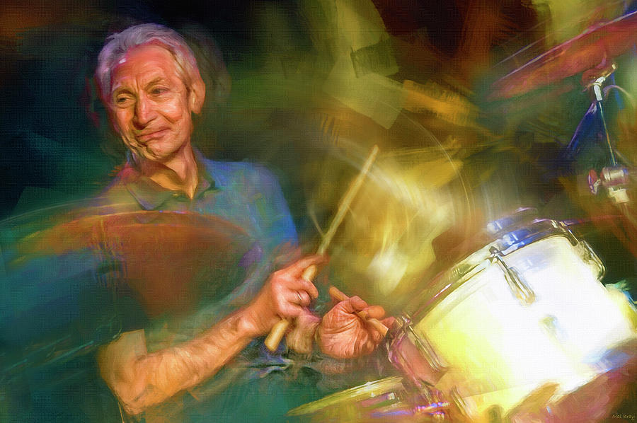 The Rolling Stones Mixed Media - Charlie Watts Drummer by Mal Bray
