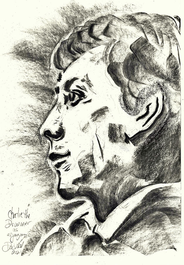 Charlie Watts Tribute The Drummer as a Young Man Drawing by Brian Sereda