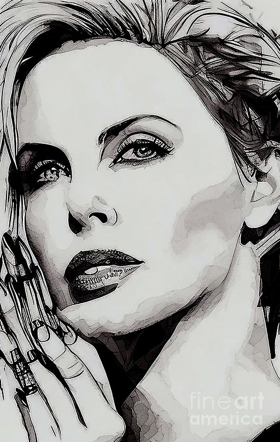 Charlize Theron The Hollywood Star with a Heart of Gold Mixed Media by