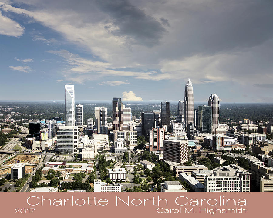 Charlotte North Carolina Aerial View Mixed Media by Bob Pardue