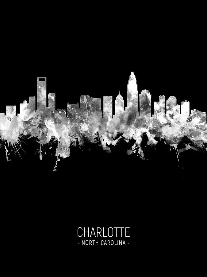 Charlotte North Carolina Skyline #64 Digital Art by Michael Tompsett