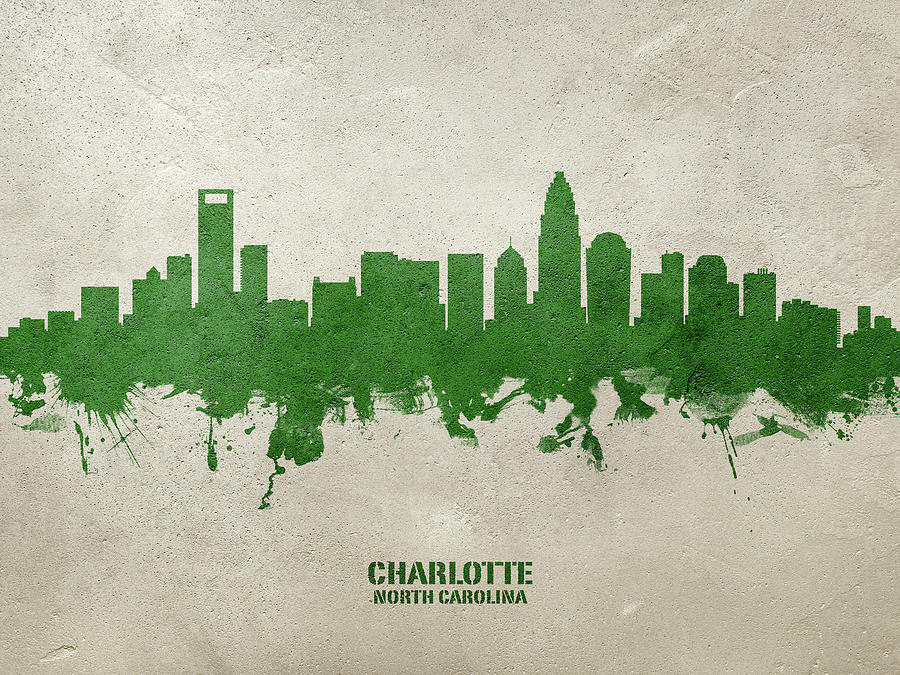 Charlotte Digital Art - Charlotte North Carolina Skyline #81 by Michael Tompsett