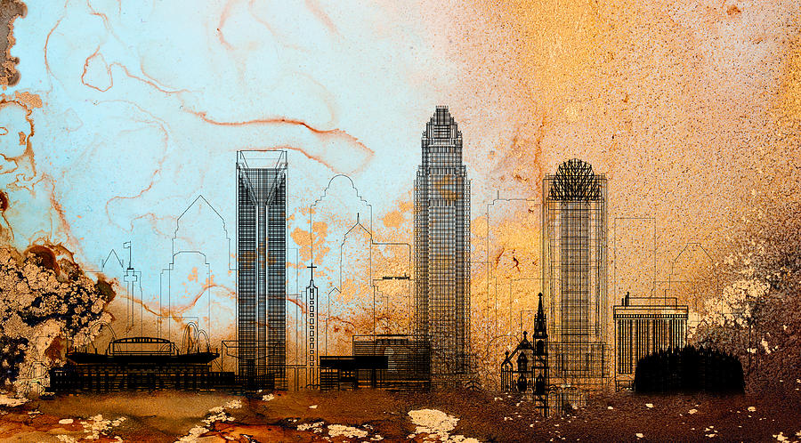 Charlotte Skyline 01 Painting by Miki De Goodaboom
