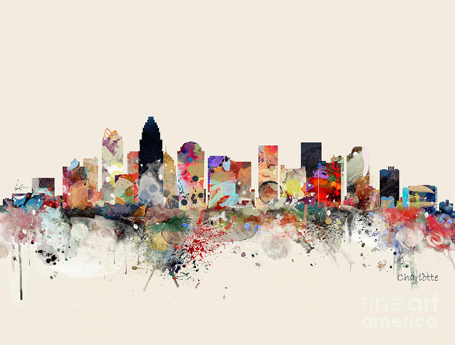 Charlotte Skyline Painting by Bri Buckley
