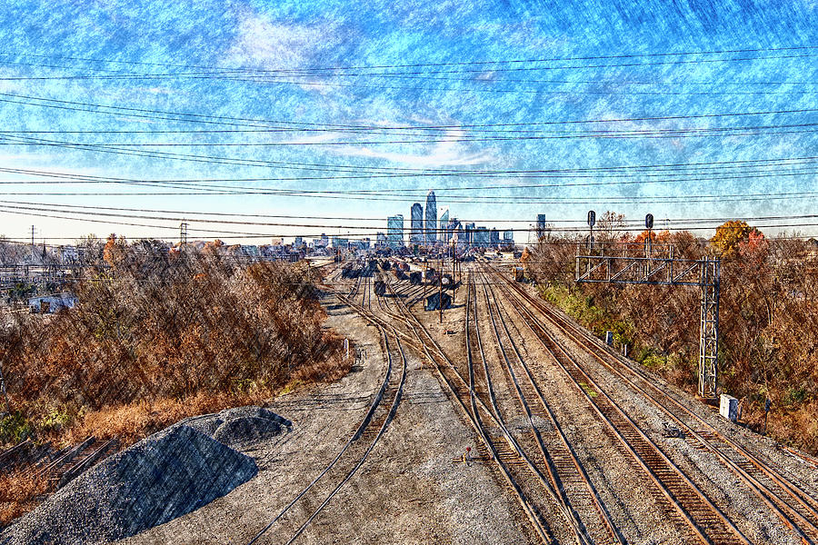 Charlotte Skyline from Matheson Bridge Digital Art by SnapHappy Photos Charlotte Skyline from Matheson Bridge Digital Art by SnapHappy Photos