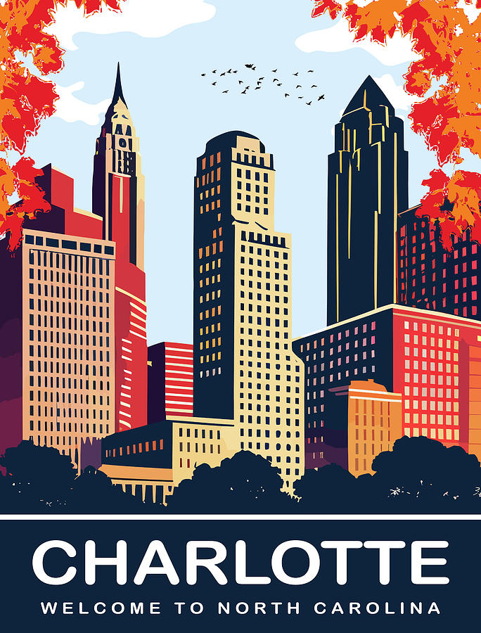 Charlotte Digital Art - Charlotte Skyline by Long Shot