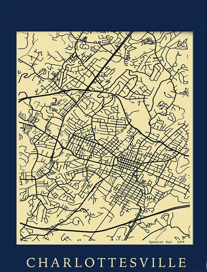Charlottesville Street Map Photograph By Spencer Hall Pixels