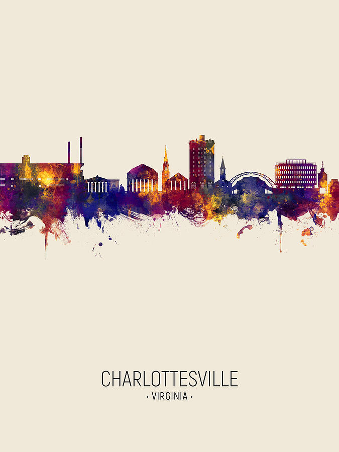 Charlottesville Virginia Skyline #68 Digital Art by Michael Tompsett