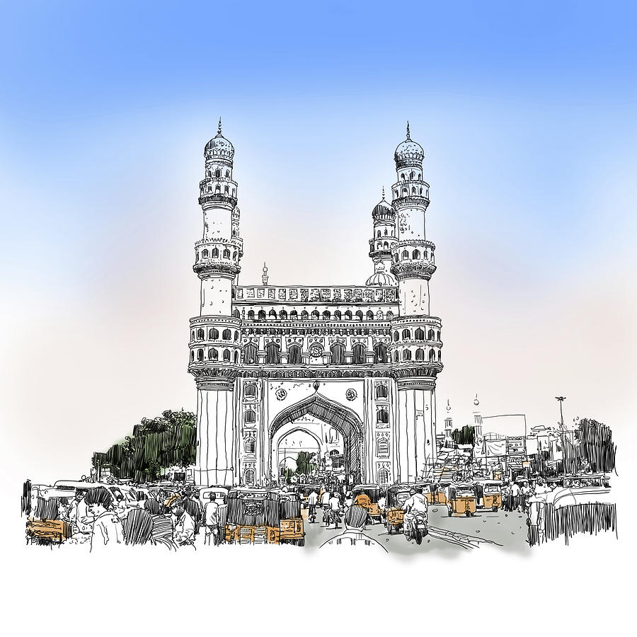 Hyderabad India Charminar Vector Drawn Sketch Stock Clipart | Royalty-Free  | FreeImages