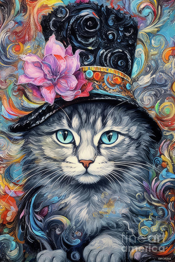 Cat Painting - Charming Charlie by Tina LeCour