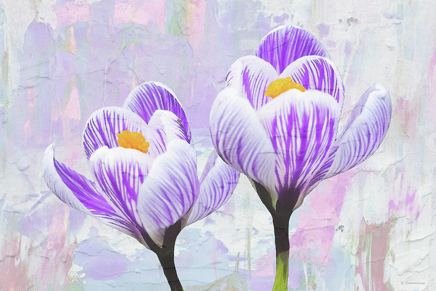 Charming Crocus Floral Art Painting by Sharon Cummings