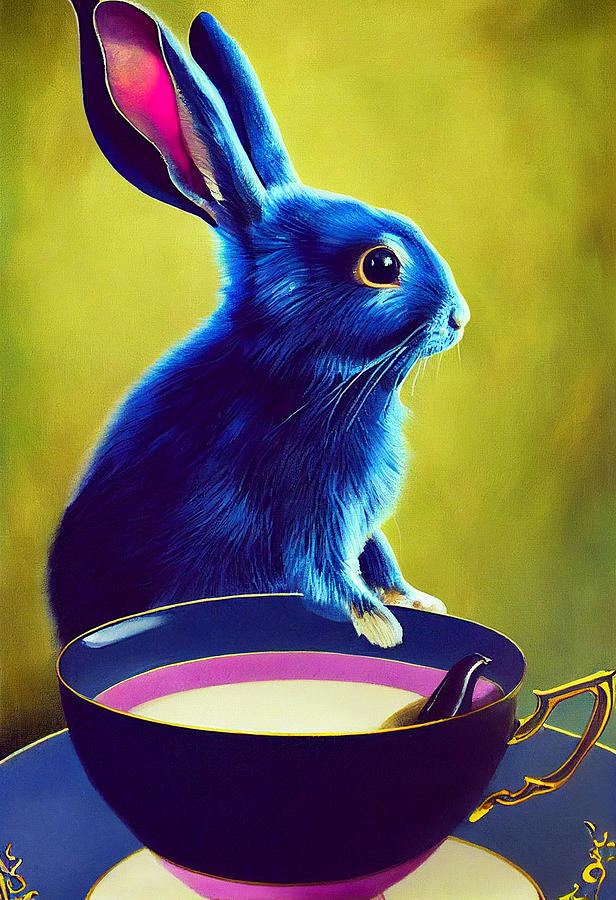 Charming  Digital  Painting  Of  A  Rabbit  Having  Tea  Out    B3c93d7c  56f645563  645c645645  Af0 Painting