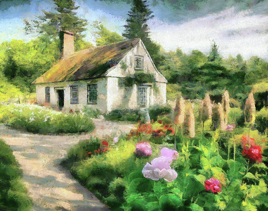 Spring Mixed Media - Charming English Cottage Garden by Betty Denise