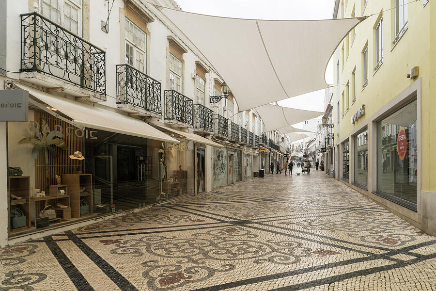 Charming Faro Algarve Portugal - Shopping Street with a Fab Stone Carpet Photograph by Georgia Mizuleva