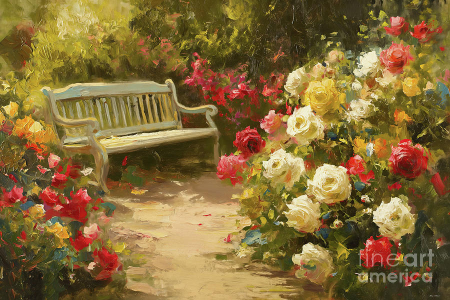Charming Little Rose Garden Painting by Tina LeCour