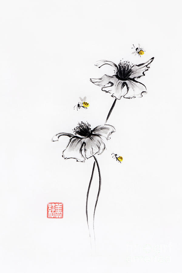 sumi e flowers