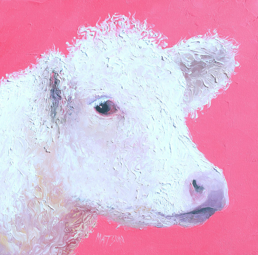 Charolais calf, Rosie Painting by Jan Matson