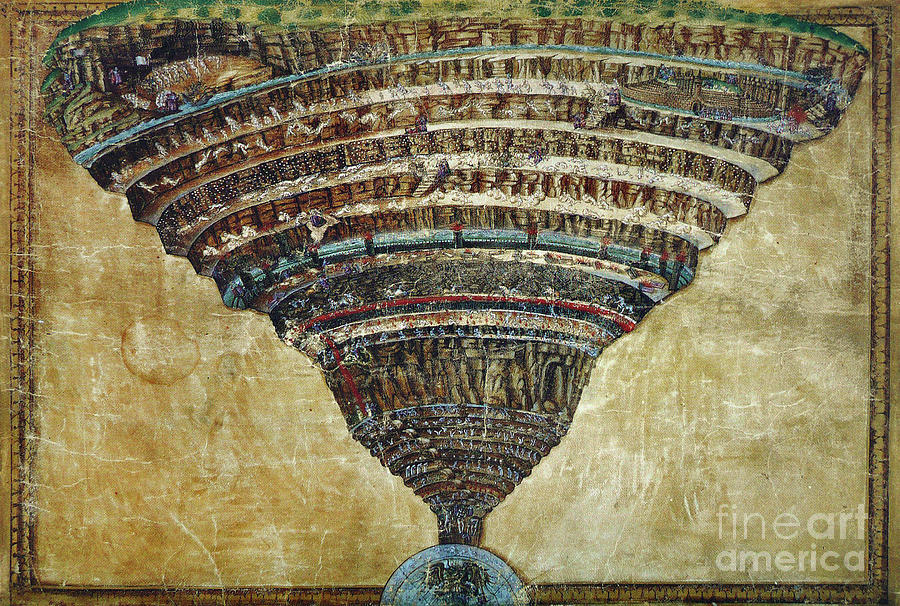 CHART OF HELL, c1485 Drawing by Sandro Botticelli