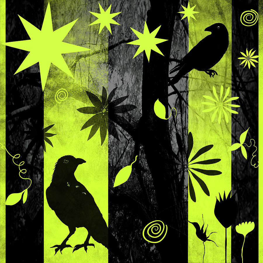 Chartreuse Forest Whimsical Art Print Digital Art by Lana MacKenzie