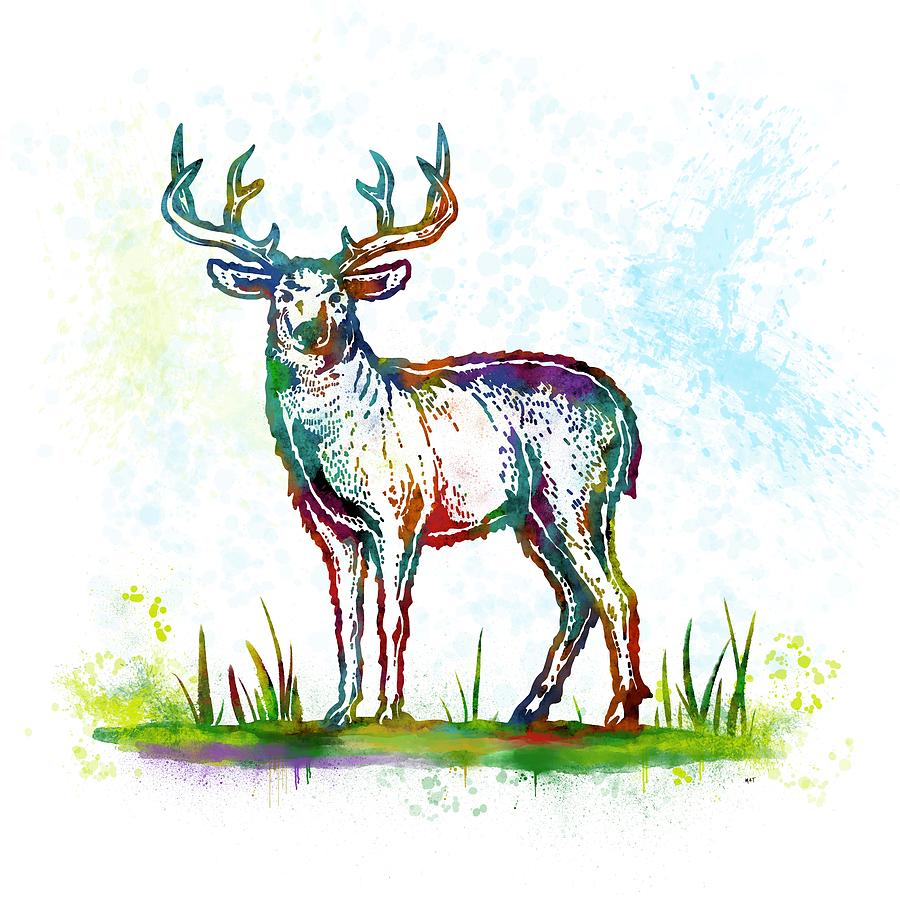 Chase Stag Painting by Mark Taylor