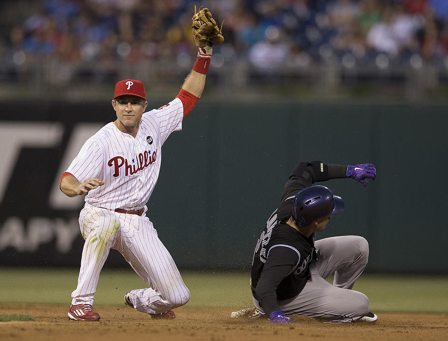 Chase Utley and Troy Tulowitzki Photograph by Mitchell Leff