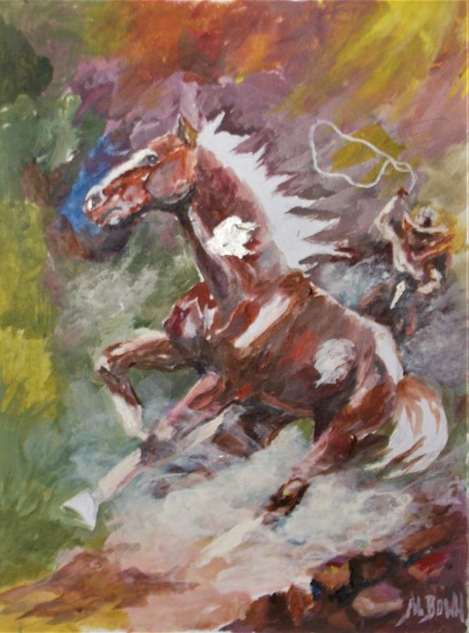 Chasing a Wild Mustang Painting by Al Brown