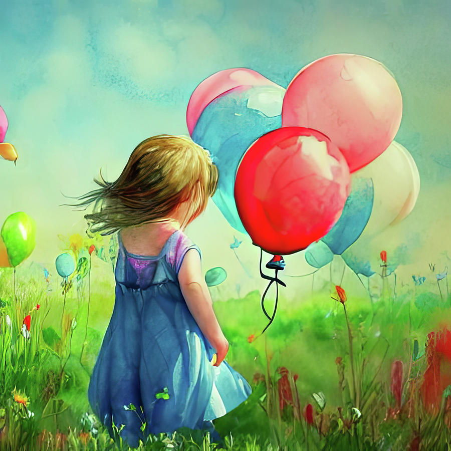 Chasing Balloons Painting by Bob Orsillo