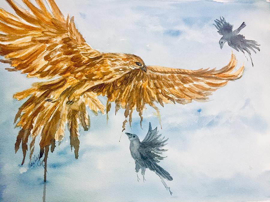 Chasing Red Tail  Painting by Ellen Levinson