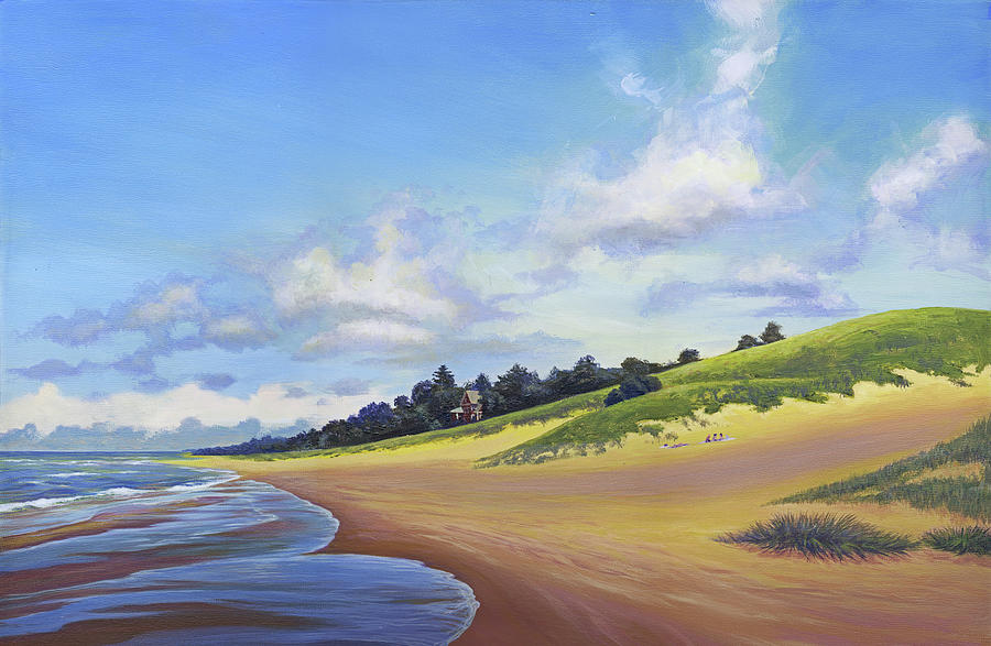 Chasing Shadows at Oval Beach Painting by Garth Glazier
