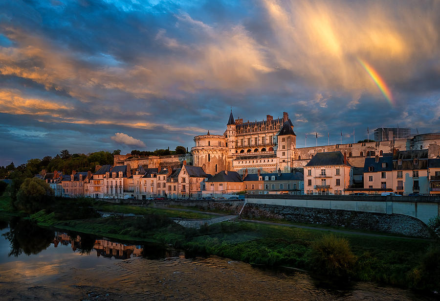 Chateau Amboise with Rainbow Photograph by Dave Koch