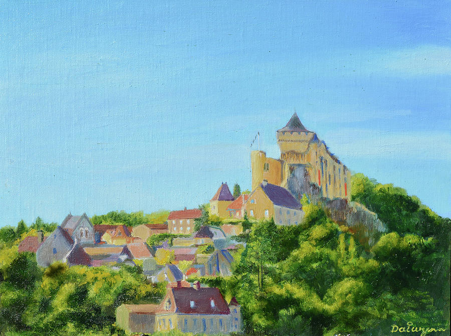 Chateau Castelnaud-la-Chapelle above Tournepique Painting by Dai Wynn