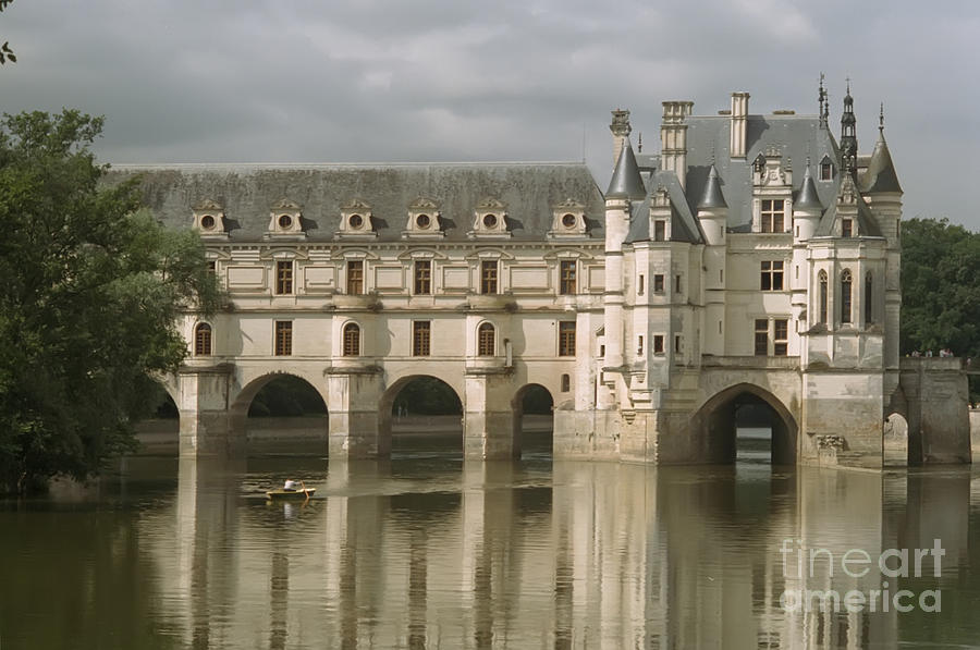 Chateau Chenonceau and Boater on River Cher Photograph by Thomas Marchessault
