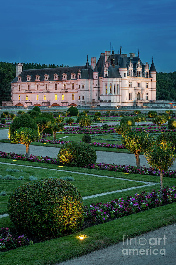 Chateau Chenonceau - Garden Lights - Loire Valley France Photograph