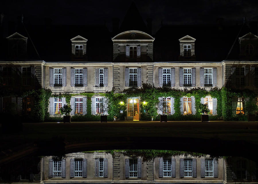 Chateau de Curzay At Night Photograph by CR Courson