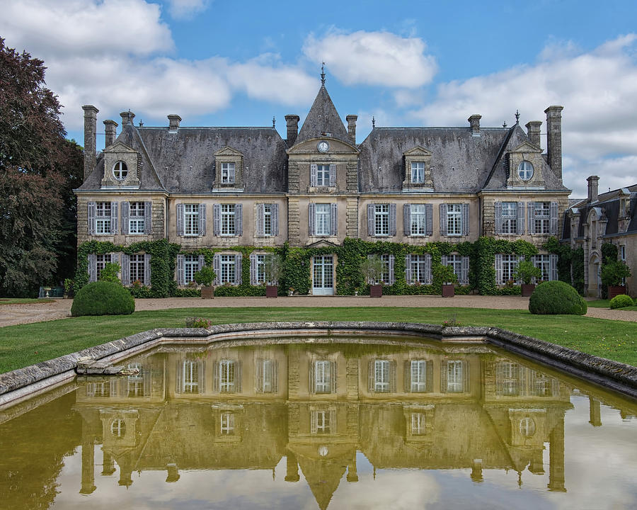 Chateau de Curzay Reflection Photograph by CR Courson