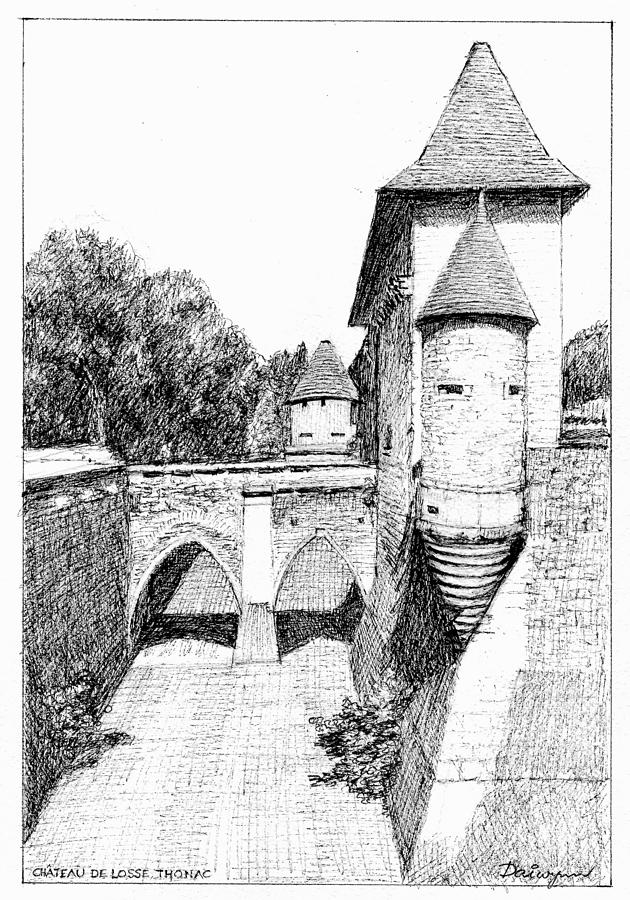 Chateau de Losse at Thonac France Drawing by Dai Wynn