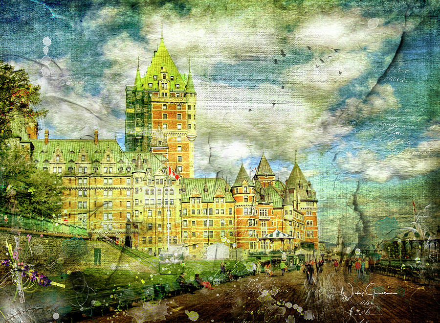 Chateau Frontenac Vieux Quebec-2 Mixed Media by Nicky Jameson