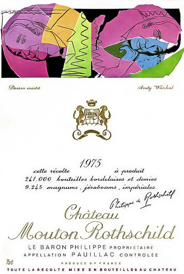Chateau Mouton Rothschild 1975 Wine Label Artwork by Andy Warhol Drawing by Andy Warhol