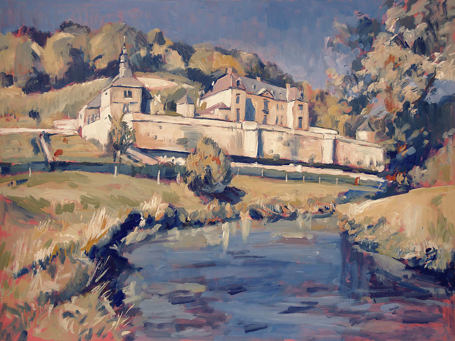 Chateau Neercanne along the Jeker Painting by Nop Briex