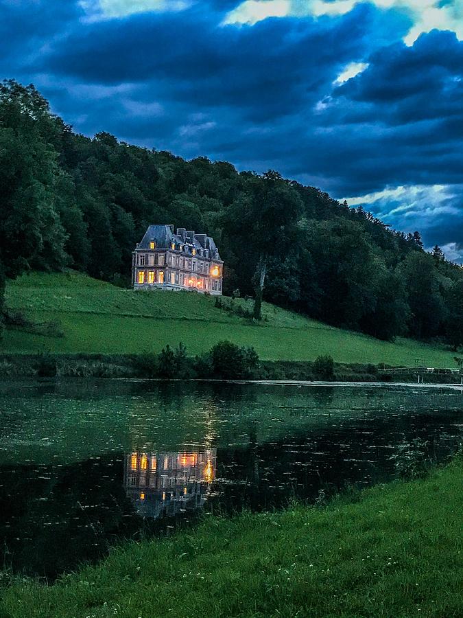 Chateau Orquevaux  At Dusk Photograph by Carole Foret