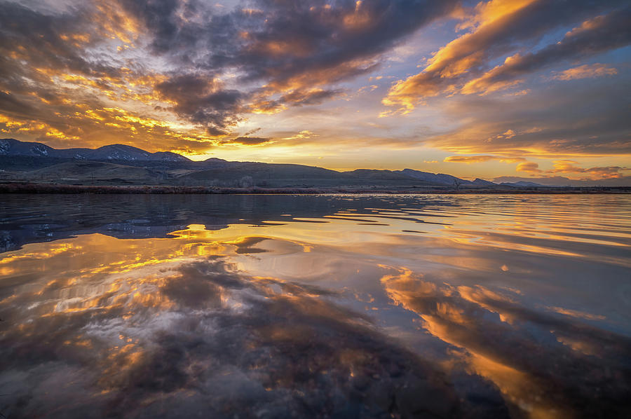 Chatfield Lake Sunset Reflection Photograph by Darren White