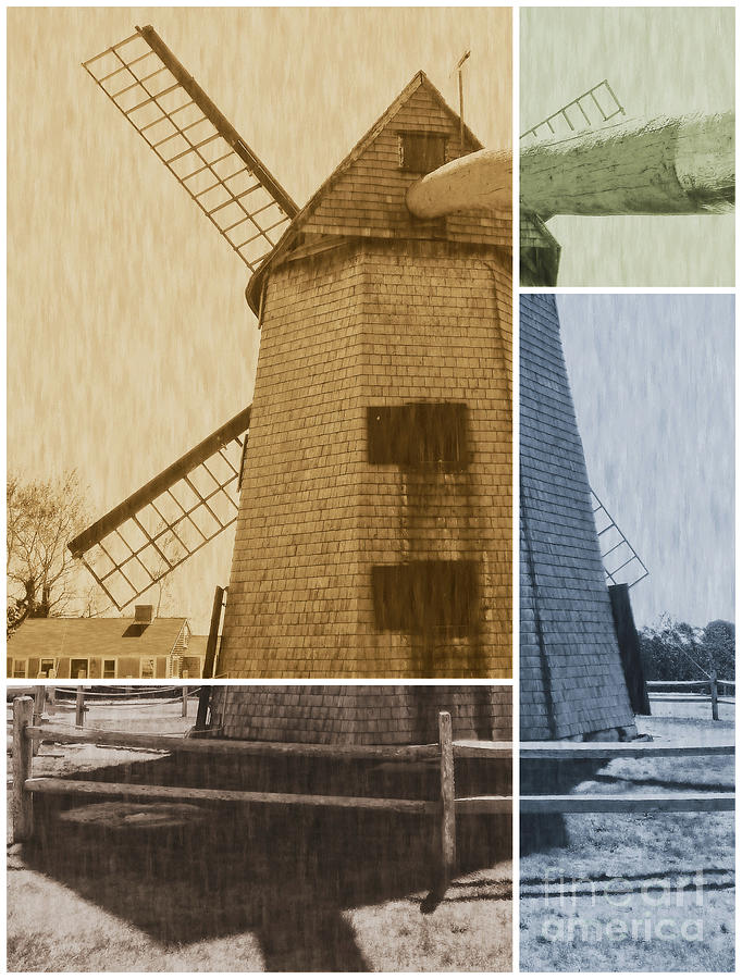 Chatham Godfrey Windmill Antique Montage Mixed Media by Sharon Williams Eng