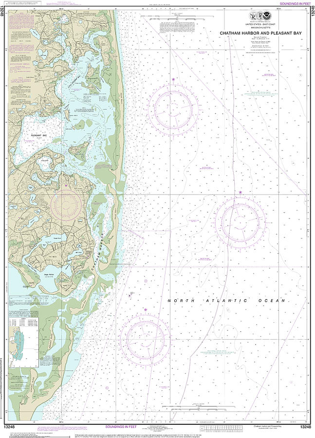 Chatham Harbor And Pleasant Bay Nautical Chart 13248 Digital Art By 