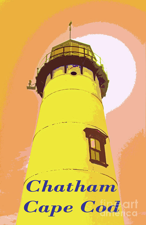 Chatham Lighthouse With Text Mixed Media by Sharon Williams Eng